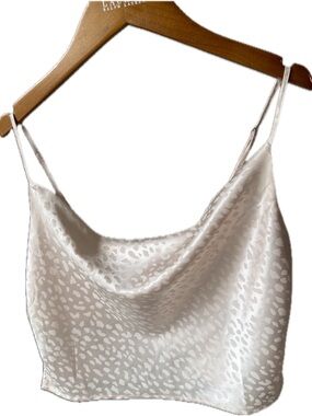 Forever 21 Satin Leopard Print Cowl Neck Crop Cami Top Size Small Y2K Going Out